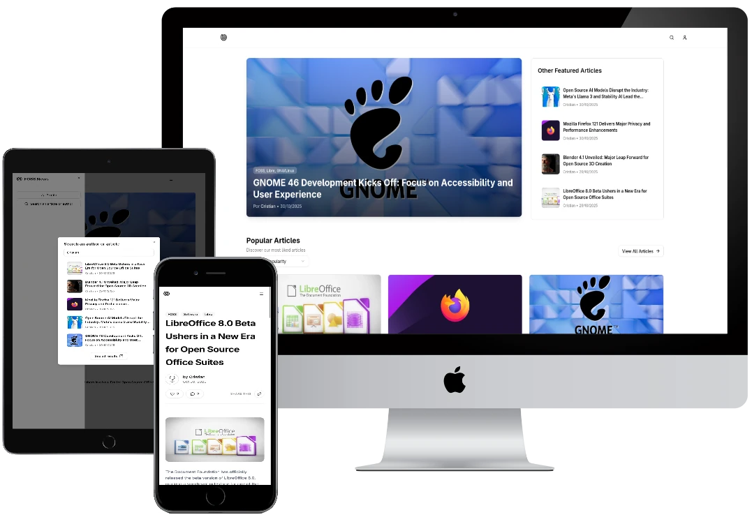 Captura de pantalla del proyecto Página de artículos headless en dispositivos varios