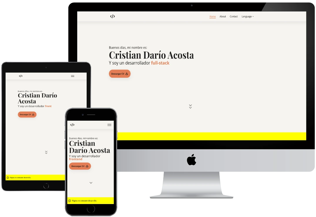 Vista previa del Portafolio Personal en varios dispositivos